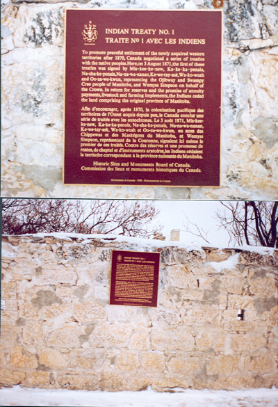 View of the HSMBC plaque on the wall of Lower Fort Garry, 1989 (© © Parks Canada Agency / Agence Parcs Canada, 1989)