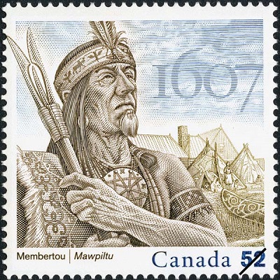 Stamp of Membertou (Anli-Maopeltoog) (© Canada Post Corporation | Société des postes canadienne [2007]. Reproduced with Permission | Reproduit avec permission.)