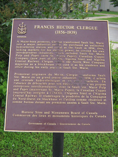 Plaque commemorating Francis Hector Clergue © Parks Canada / Parcs Canada, 2008