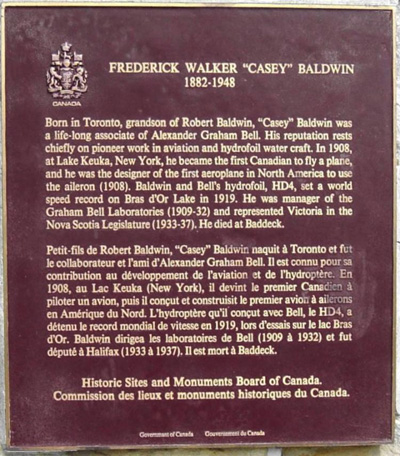 Baldwin, Frederick Walker 'Casey' © Parks Canada