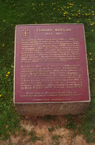 Plaque of Edward Whelan © Parks Canada | Parcs Canada