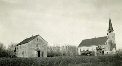 General view of Batoche showing the site of the church, which has been restored to its 1896-1897 appearance, 1930. © Parks Canada Agency / Agence Parcs Canada, 1930.