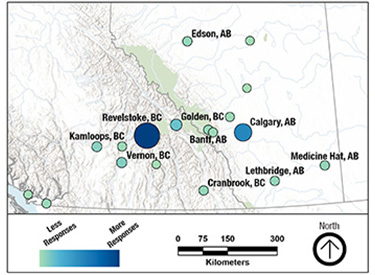 MAP – Geographical distribution of website participants from Western Canada.